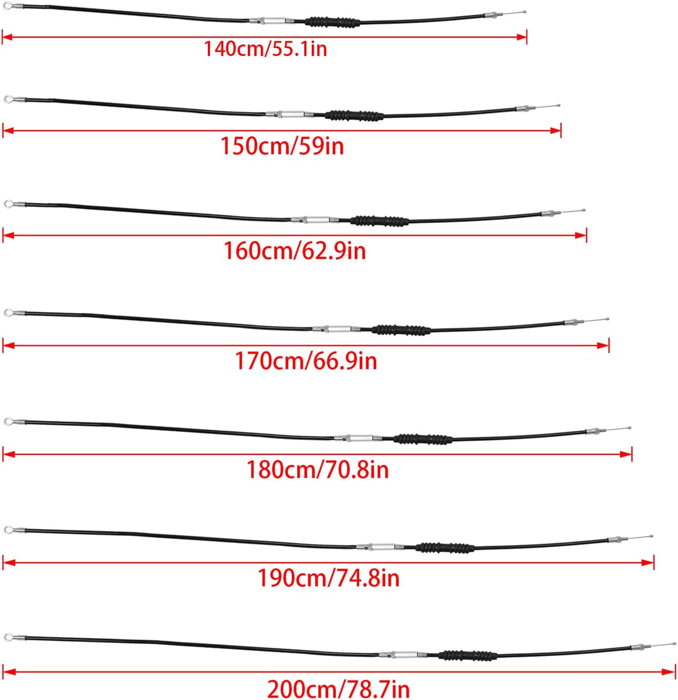 55.1" 59" 62.9" 66.9" 70.8" 74.8" 78.7" Motorcycle Stainless Steel Clutch Cable Wire Compatible with Harley Sportster XL 883 1200 1986-2013/2004-2020 Sportster Models (74.8")