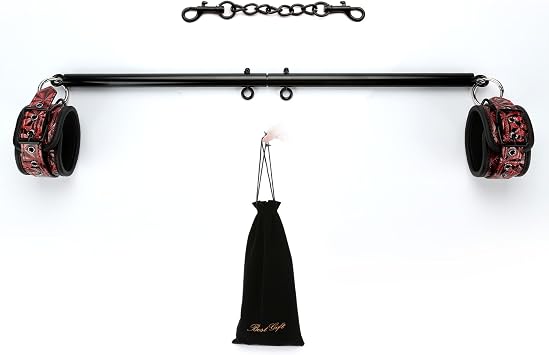 Pilates Spreader Bar, Exercise Bar with Fur Adjustable Strap Set, Yoga Training Fitness Gear, Sports Gym Kit, Workout Bar, Stainless Steel Spreader Bar for Home