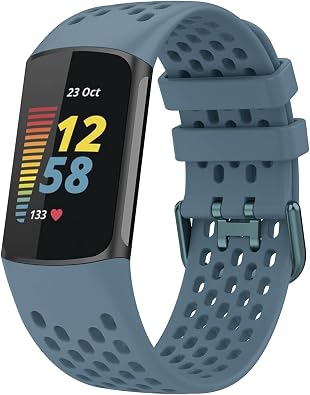 Sport Bands Compatible with Fitbit Charge 6, Adjustable Breathable Soft Silicone Sport Replacement Watch Band Straps Wristbands Bracelet for Charge 5 Activity Tracker Women Men