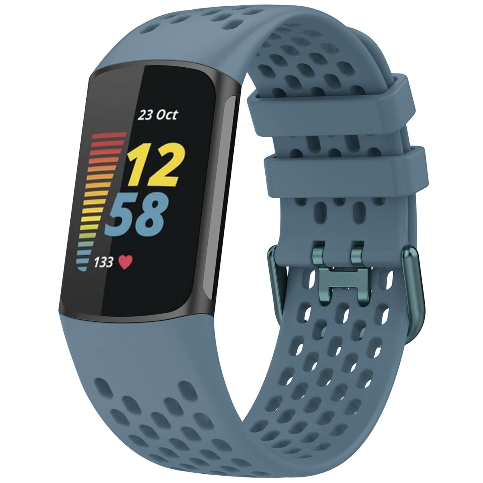 TopPerfekt Sport Bands Compatible with Fitbit Charge 5, Adjustable Breathable Soft Silicone Sport Replacement Watch Band Straps Wristbands Bracelet for Charge 5 Activity Tracker Women Men-image-29