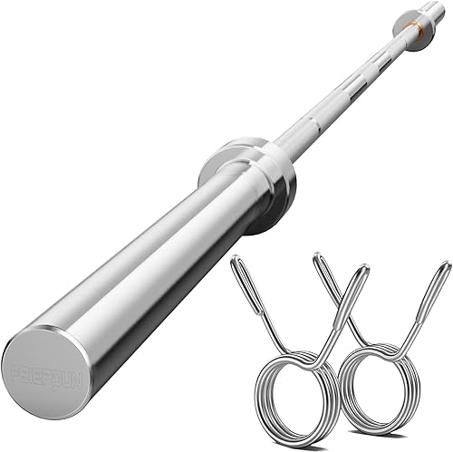 FEIERDUN Barra olímpica de 7 pies, barra de entrenamiento de fuerza de 1900 libras para levantamiento de pesas, acero de aleación, moleteado