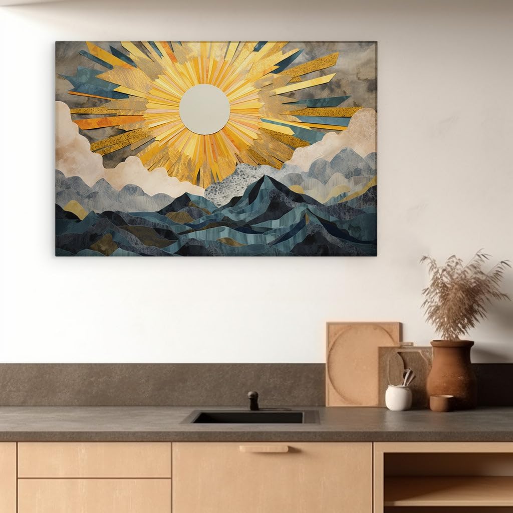 Canvas for Living Room. Illuminating Vitality: A Digital Masterpiece of Warmth and Serenity, 27 x 18 inch Canvas Wall Art - Contemporary Masterpieces - Modern Home Decor
