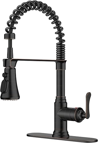 Vista 28 de FORIOUS Grifo de cocina con rociador extraíble, grifo de fregadero clásico de resorte extraíble de acero inoxidable comercial de una sola manija