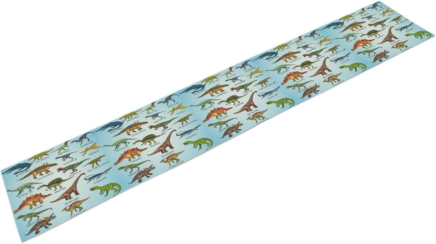 Dinosaur Kids Table Runner, Cartoon Colorful Dino Table Runner for Boys Girls Children Nursery Living Room Bedroom Party Wildlife Safari Animal Patterned Print, 13x120 Inch