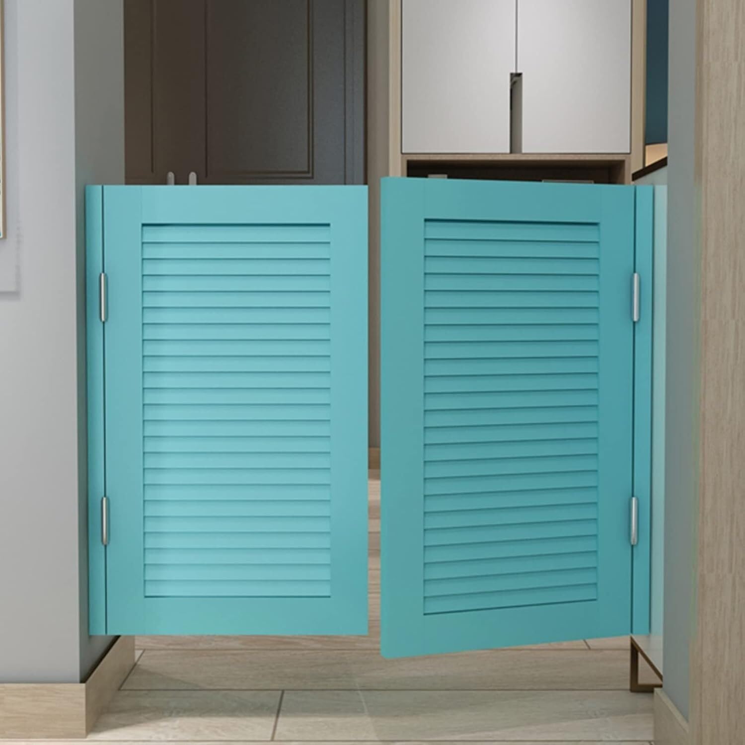 カフェインテリアスイング無垢材ドア、玄関パーティションサルーンゲート、キッチン用無垢材自動閉鎖スイングドア(Green,W100cm