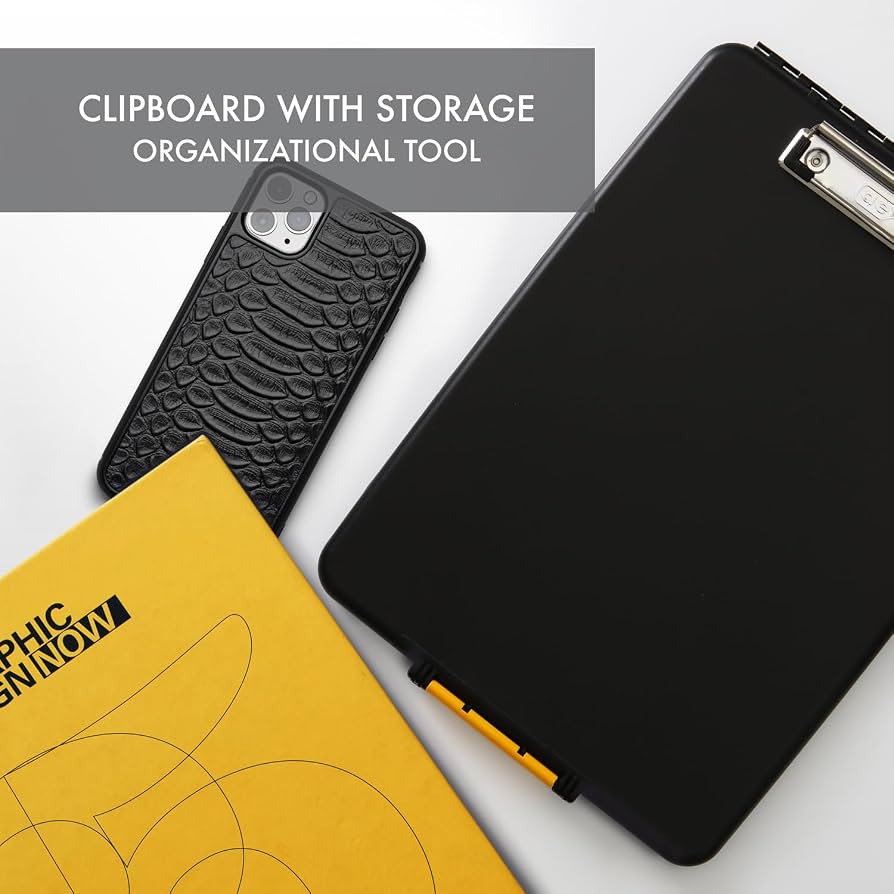 Amazon.com: Dexas Slimcase Storage Clipboard, Black : Office Products