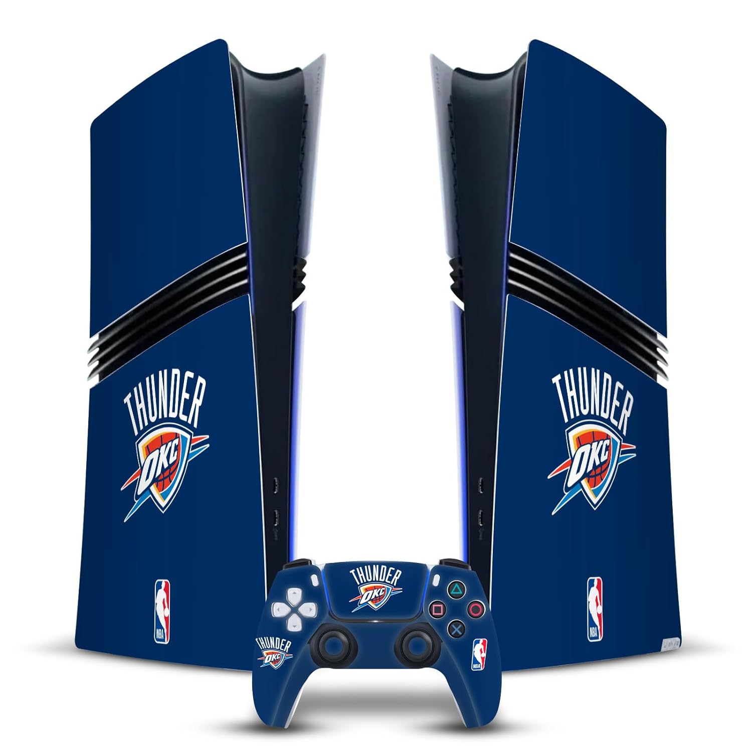 Head Case Designs Officially Licensed NBA Navy Blue Oklahoma City Thunder Logo Vinyl Sticker Gaming Skin Decal Compatible With Sony PlayStation 5 PS5 Pro Digital Edition Console & DualSense Controller