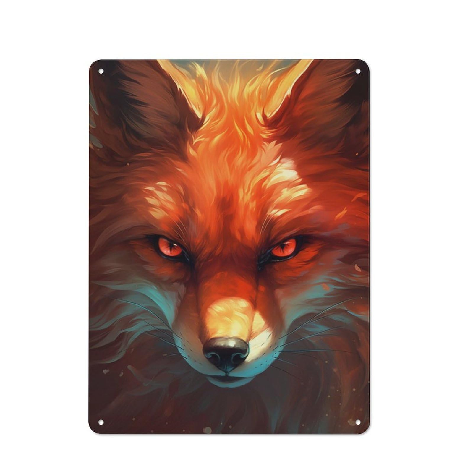 Junmoney Style-14 Fox Animal Vintage Tin Sign 40X30cm, Vintage Diner Style Decor For Kitchen, Cafe, Pantry Or Dining Room