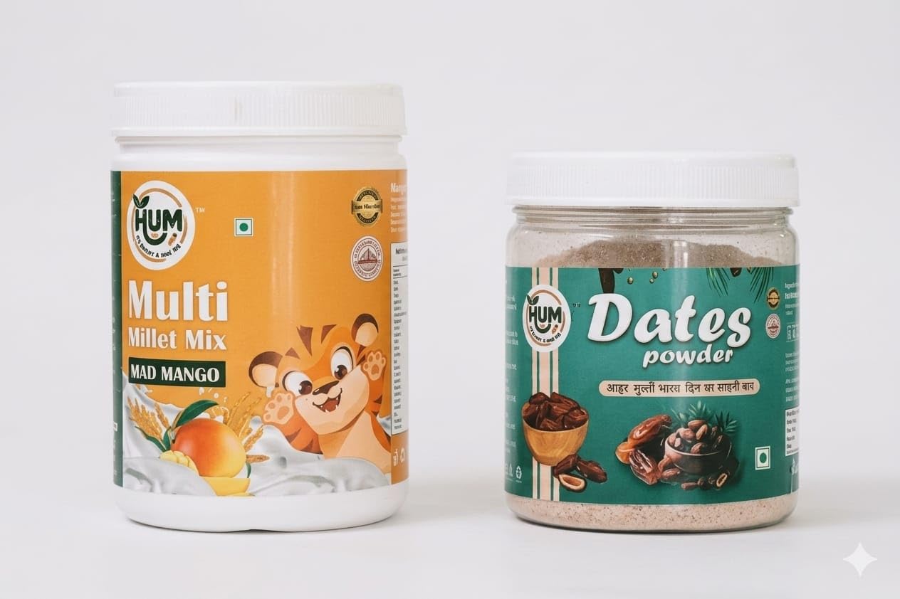 HUM Multi Millet Mix | Buy 1 Get 1 Free (Kesar Elaichi & Mad Mango) | Instant Porridge/Cereal | Healthy Breakfast Food for Kids & Adults | Protein & Fibre Rich (250g Each)-image-35