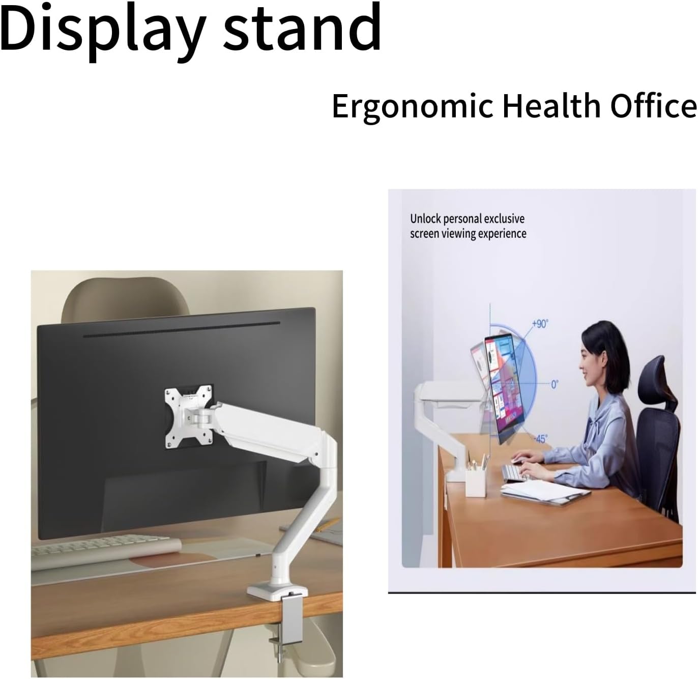 Monitor Stand, Balanced Robotic arm Desktop Stand, Elevated Desk, Computer Desktop Suspended air Pressure arm 17-32 inch White Hanging Rack