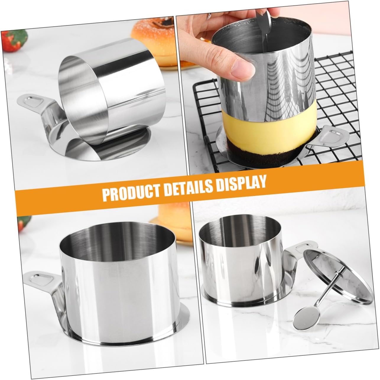 ULTECHNOVO Baking Molds Set Round Mousse Ring Cake Mould Cake Collar for Tiramisu Battenberg