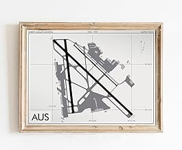 Modern Poster of Robert Mueller Municipal Airport Aus | 11x17 12x18 16x24 24x36 Unframed Wall Art | Minimal Traveler Print for Gift | Minimalist Home Office Decor