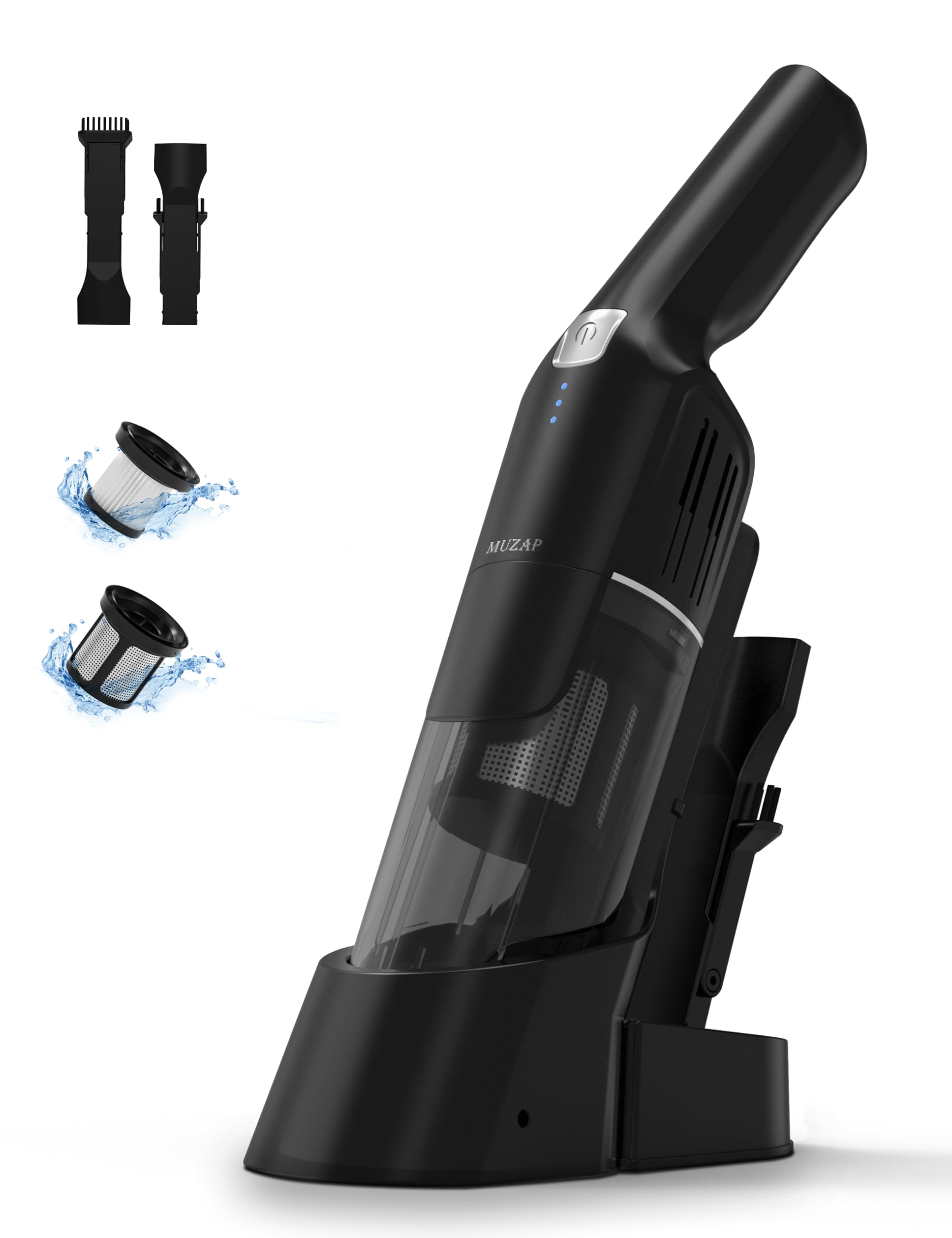 Aspiradora de mano inalámbrica, potente aspiradora de coche de 15 KPA, 2 velocidades, 2 métodos de carga, cargador inalámbrico, mango ergonómico, aspiradora recargable portátil para coche, hogar