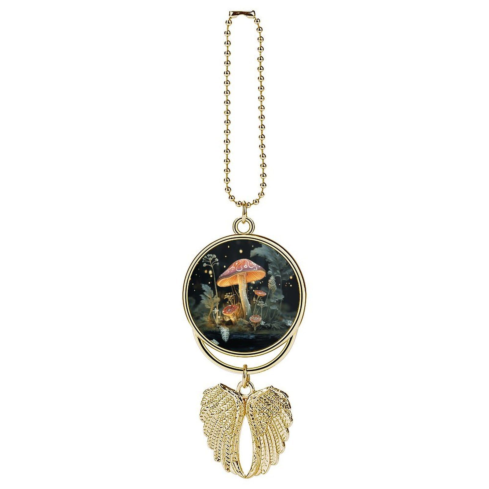 Butterfly Mushroom Car Pendant Personalized Car Hanging Ornament Auto Rear View Mirror Hanging Decoration Accessories Metal Cars Interior Ornament for Most Cars Truck SUV