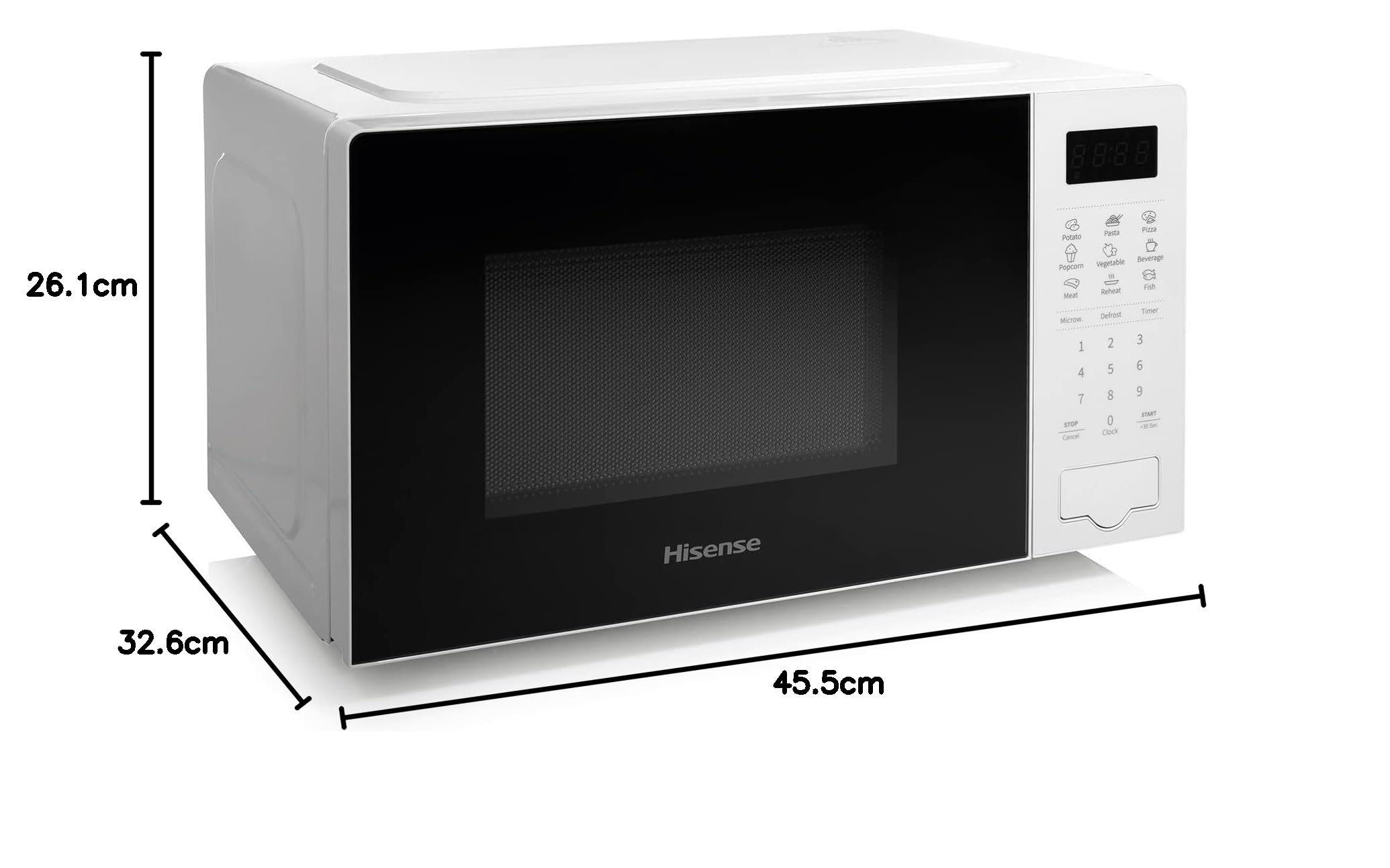 Hisense 700 Watts 20 Litre White Digital Solo Microwave Oven H20MOWS4UK Automatic Defrost, 9 Auto Cook Menus, Clock & Timer, Easy Clean — view 9