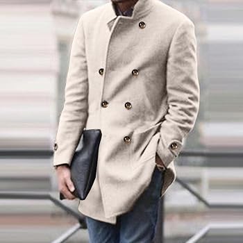 Mid Wool Peacoat Jacket Winter Car Coat 