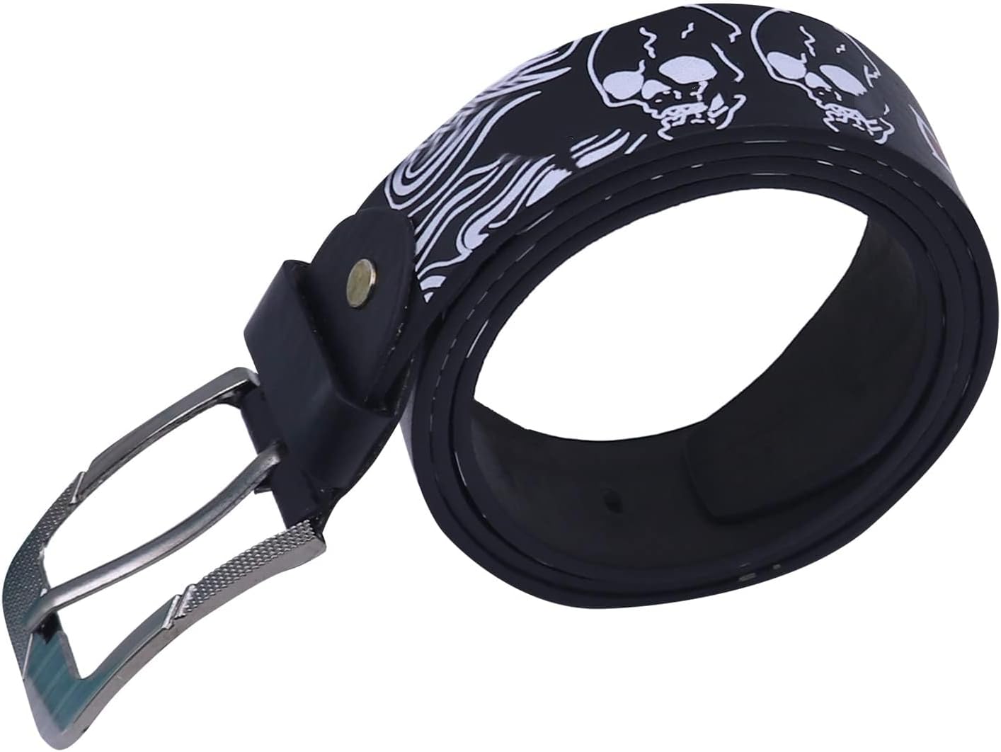 AIBEARTY Punk Skull Skeleton Pattern Pin Buckle Belt Gothic Casual Pu Leather Waistband for Women Men