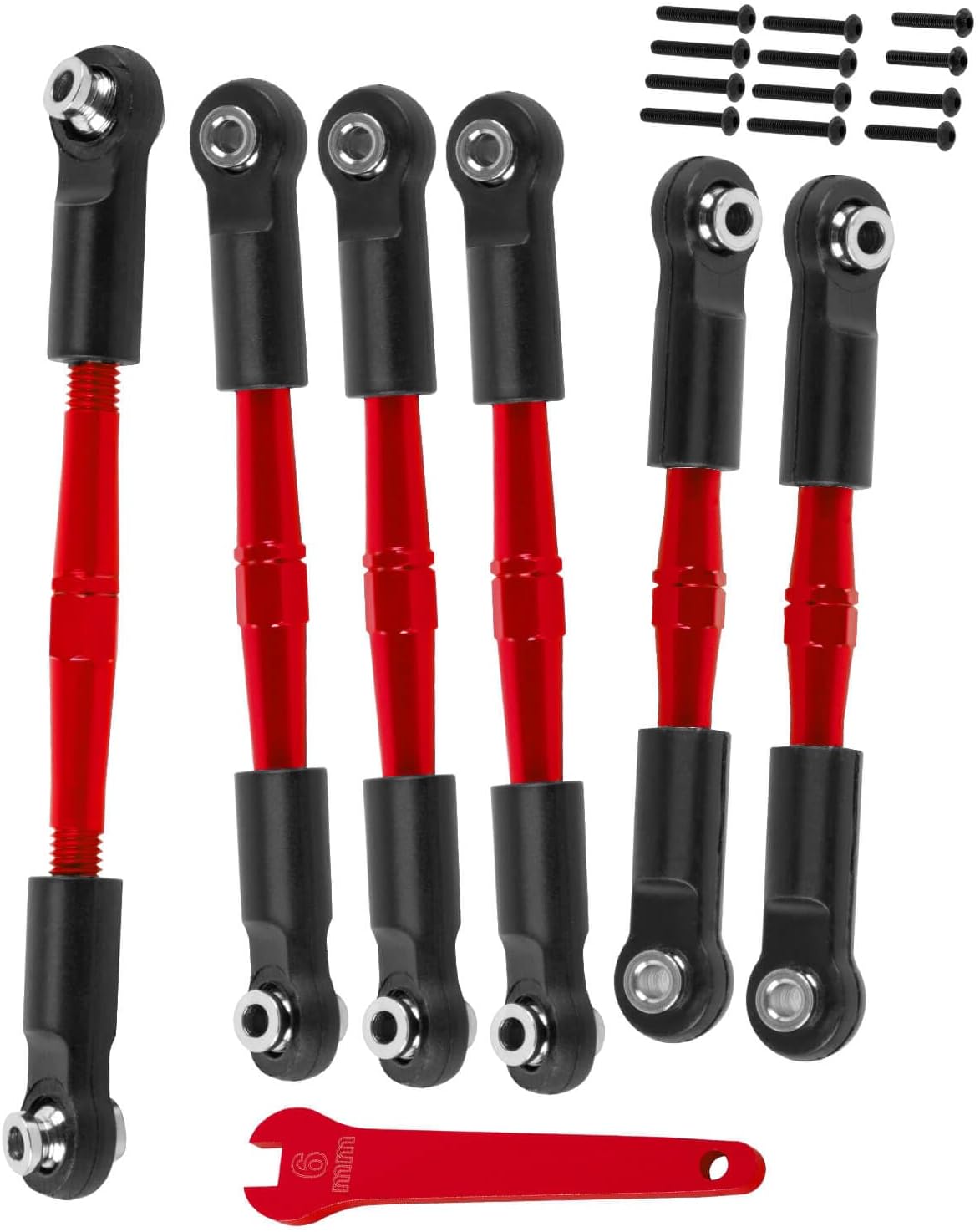 Aluminum Turnbuckles Camber Links Upgrades Part for 1/10 Big Rock V3 3S BLX / 1/8 Typhon 3S BLX/Mega 550, (not for Big Rock V1/V2) Alloy Turnbuckles Camber Links Hops Up,Red