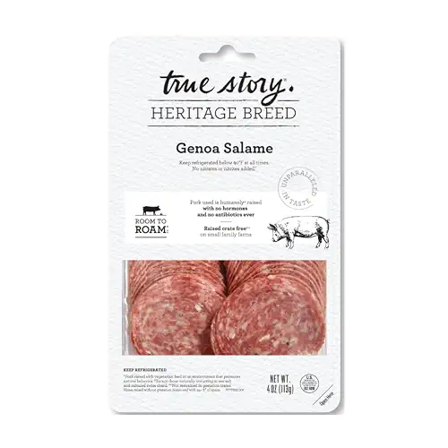 True Story Foods Salami Genoa Sliced, 4 Ounce