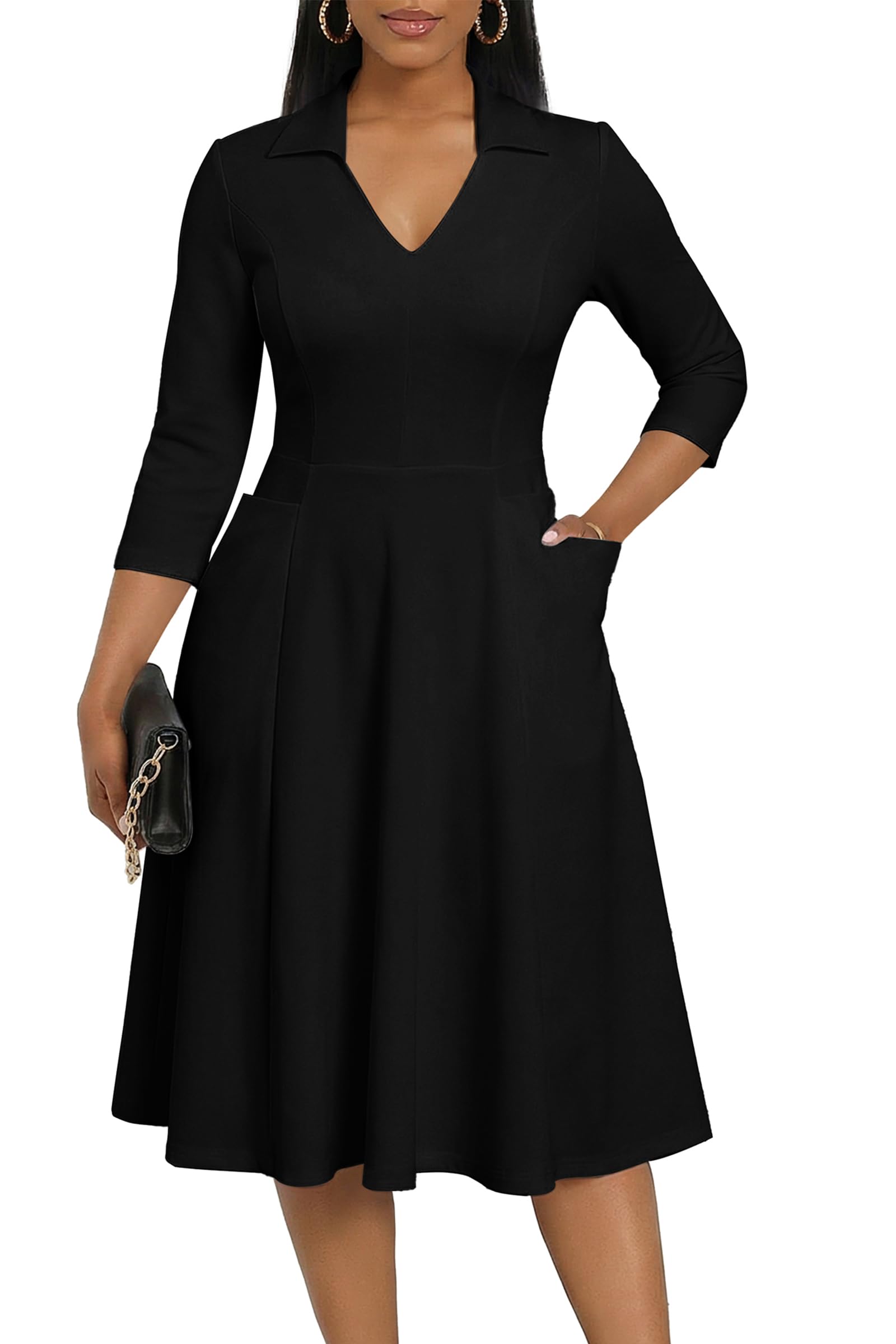 FANDEE Plus Size Midi Dress for Women Casual - Fit and Flare Summer Dresses