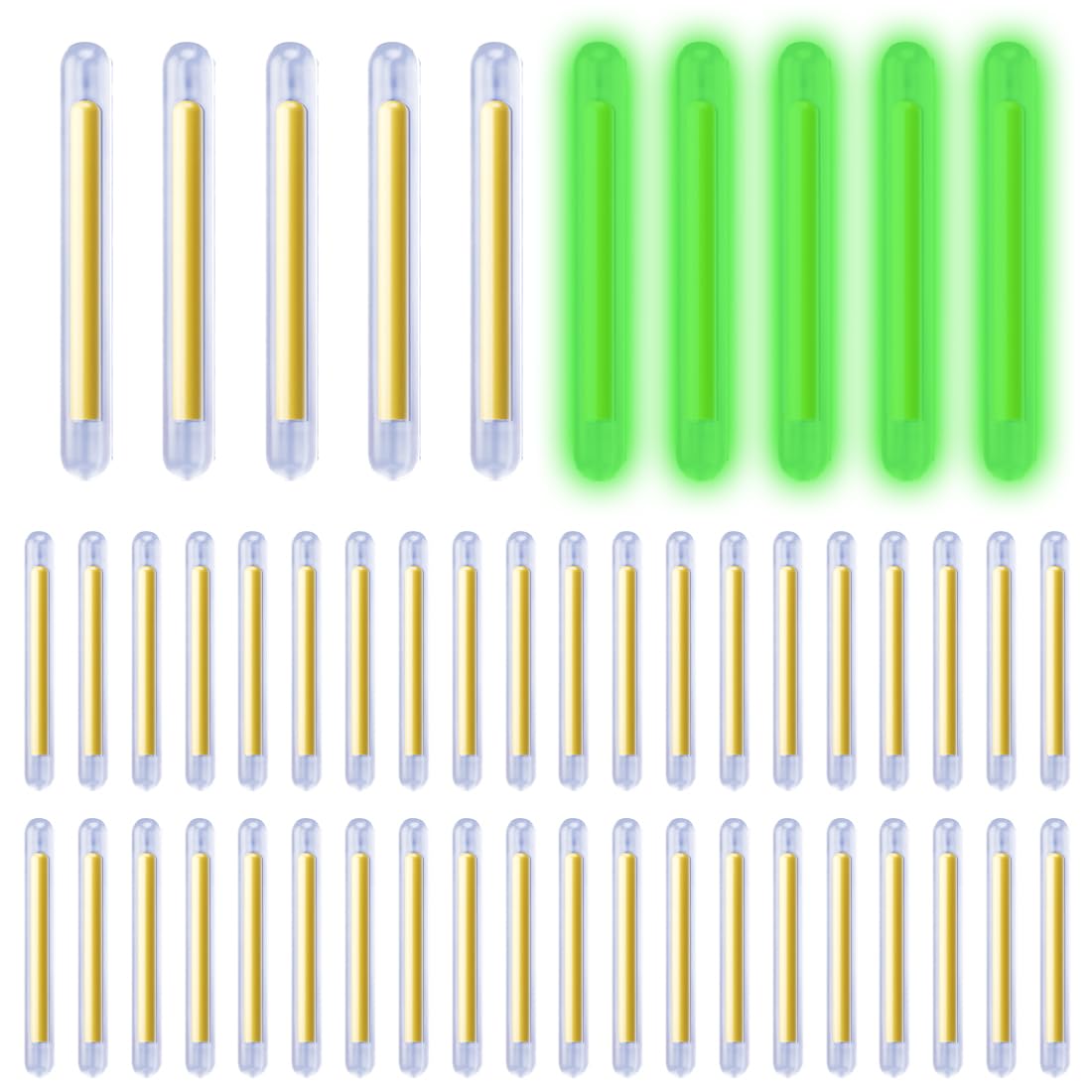 Lumière de pêche de Nuit, Bâtons Lumineux pour Canne à Pêche, Starlight Peche, Glow Stick Pêche de Nuit, Lumières De Bobber De Pêche Vert Fluorescent Lumière, pour Pêche De Nuit (50 pièces)