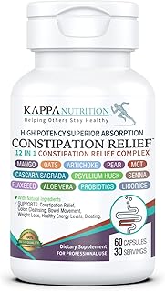 Constipation Relief & Advanced Gut Cleanse Detox for Women and Men – with Cascara Sagrada, Psyllium Husk, Senna Leaf & Probiotics – Non-GMO Colon Cleanse – 60 Capsules – Take 1–2 Daily