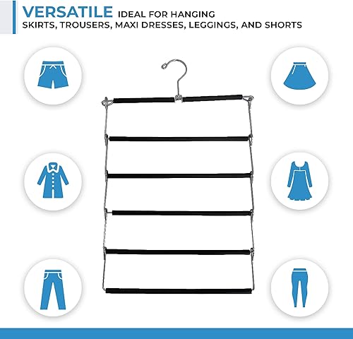 Miniatura 6 de Percha para pantalones con brazo oscilante de varios niveles  Perchas de ropa que ahorran espacio con acolchado de espuma y brazos extraíbles