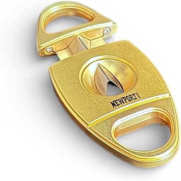 Newport Zero V-Cut Premium Cigar Cutter Precision Stainless Steel V Cutter for Cigars Sharp Clean Cut Includes Gift Box Available in Gold, Silver & Gray Gold