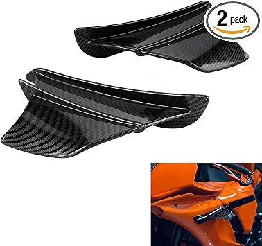 2 PCS Motorcycle Fairing Wings, Carbon Fiber Side Air Deflectors, Fashion Motorcycle Aerodynamic Side Spoiler Winglet, Universal Air Deflectors Fairing Winglets Modified Carbon Fiber