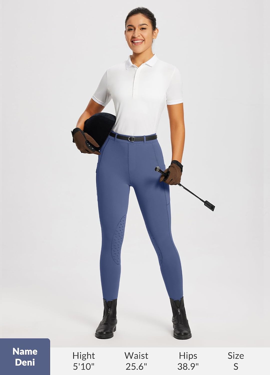 Miniatura 6 de BALEAF Pantalones de equitación para mujer, pantalones ecuestres con parche en la rodilla, mallas de equitación con trabillas para cinturón