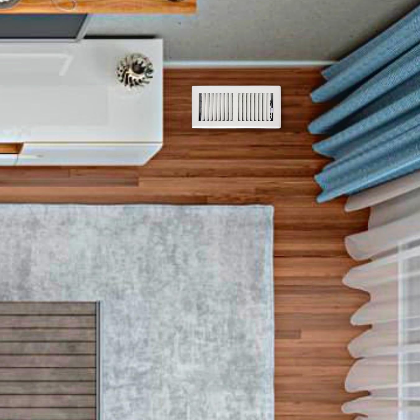 4" x 10" White Floor Register 2 Way – Stamped Face Steel Vent Cover, HVAC Floor Grille for AC Heat, Fits 4x10 Duct Opening, Heavy Duty Metal Register