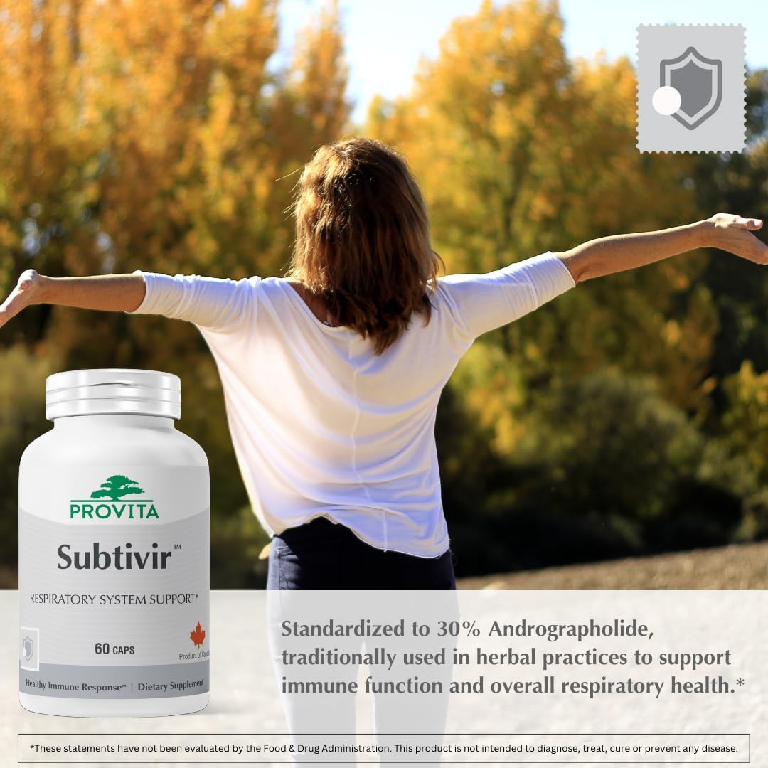 PROVITA Subtivir | Immune Support Supplement | Bacillus Subtilis DE111 | IgG-Rich Colostrum | Andrographis Paniculata | Respiratory Health | Lung Support | Immunoglobulin | Immune Booster | 60 Caps
