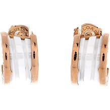 Pre-Loved B.Zero1 Hoop Earrings 18K Rose Gold and Ceramic, Rose Gold