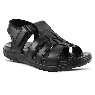 Medifeet Men's Full Grip Fisherman Sandals (Black, numeric_7)