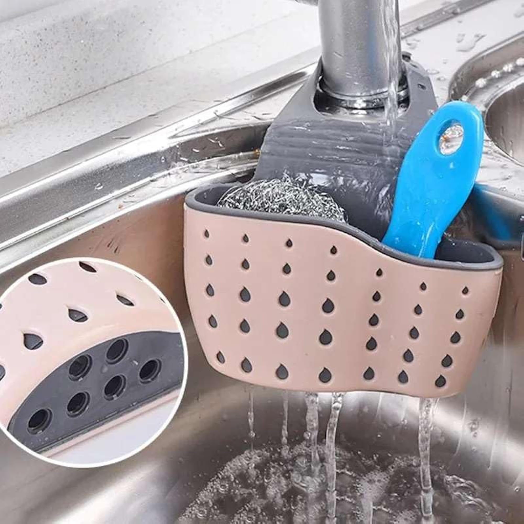 Adjustable Kitchen Sink Caddy Organizer for Sponges & Soap