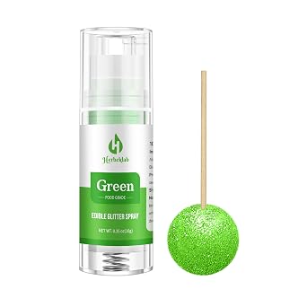 Green Edible Glitter Spray Herbeklab 10g Food Grade Edible Shimmer Spray for Cakes, Cookies, Chocolate, Strawberries, Drinks and Cocktails Upgraded Bottle Design