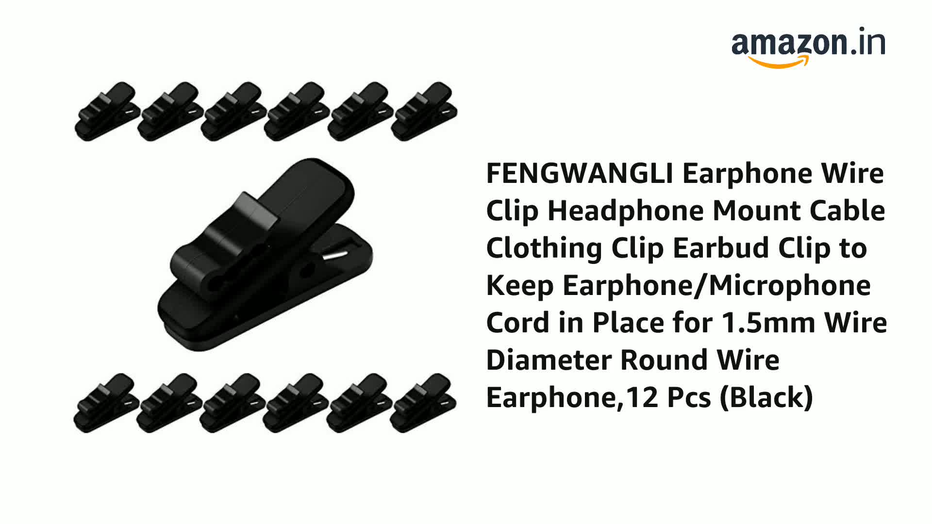 12 Pcs Headphone Cable Clips – Wire Management Clamps For Shirt Collar, Fits 2-4mm Cables (Earbuds, Headsets, Mics)