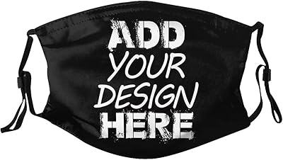 Custom Face Mask Add Your Image/Text/Logo Personalized Mouth Cover Resusable Washable Neck Gaiter for Unisex Men Women Black