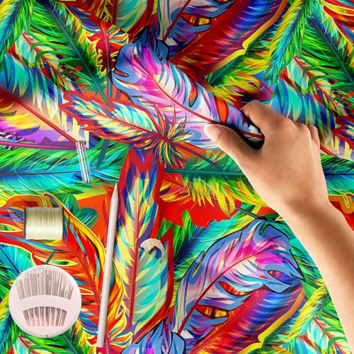 Image of ArtzFolio Bright Feathers | Canvas Upholstery Fabric by Metre | for Sofa, Curtains, Cushions, Furnishing, Craft, Dress Material | Width 1.5metre (58inch) | Length 5 metre (200 inch / 508 cms)