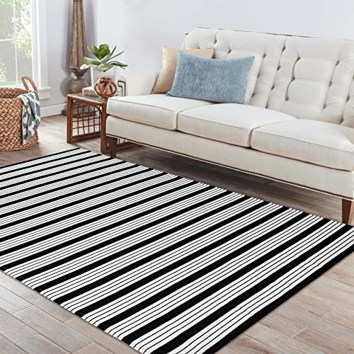 Iohouze Black White Striped Rug -4X6 Front Door Mats Outdoor,Washable Rug For Front Porch Decor,Spring Summer Welcome Mats Outdoor Indoor, Doormat For Farmhouse/Entryway/Home Entrance #TOP2