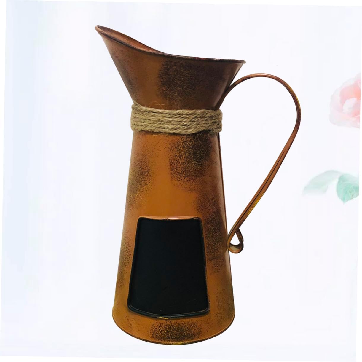 Stainless Pitcher with Blackboard Dried Flower Container Orange Desktop Decoration for Living Room and Balcony
