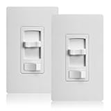 SURAIELEC Dimmer Light Switch 2 Pack, ON/Off Switch for LED, CFL Dimmable Bulbs, Incandescent, Halogen, 600Watt Max, Single Pole & 3 Way Slide Dimmer Switch with Wall Plate, ETL Listed,