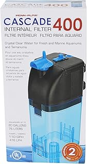 Penn-Plax Cascade 400 Fully Submersible Internal Filter – Provides Physical, Biological, and Chemical Filtration for Aquariums and Turtle Tanks