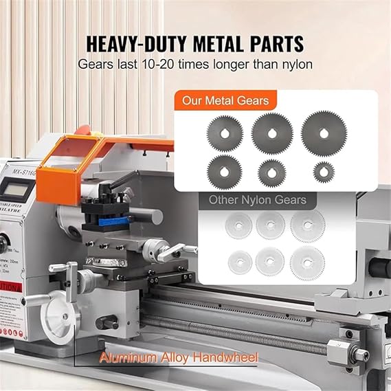 Mini Metal Lathe Machine 800W Power Metal Lathe 150 2500 RPM Variable Speed Processing Precision