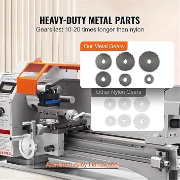 Mini Metal Lathe Machine 800W Power Metal Lathe 150 2500 RPM Variable Speed Processing Precision