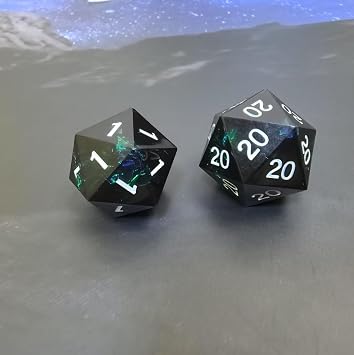 Roll of Fate D20 Dice Set All Natural 20 or All Natural 1 Designed for D&D Players Seeking Epic Victories or Failures Black