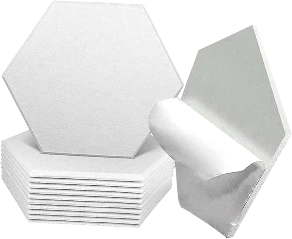 Pacote de 12 Painéis de Som para Tratamento Acústico, Cinza Claro