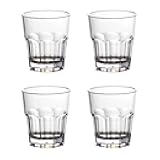 lasenersm 4 Pieces Clear Plastic Tumblers BPA-Free Stackable Plastic Drinking Cups 4.3 Oz Drinking Water Juice Cups Reusable Tumblers Cups for Orange Juice Ice Tea Cocktails Beer