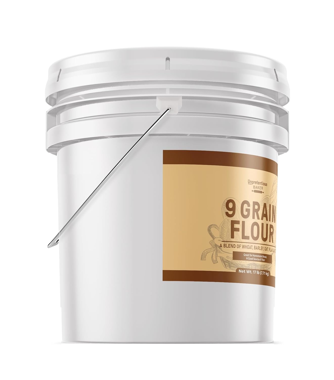 Unpretentious 9 Grain Flour, Wheat, Barley, Oat, Flax & Rye, Homemade Bread & Dough, Food Storage (272 Ounce)