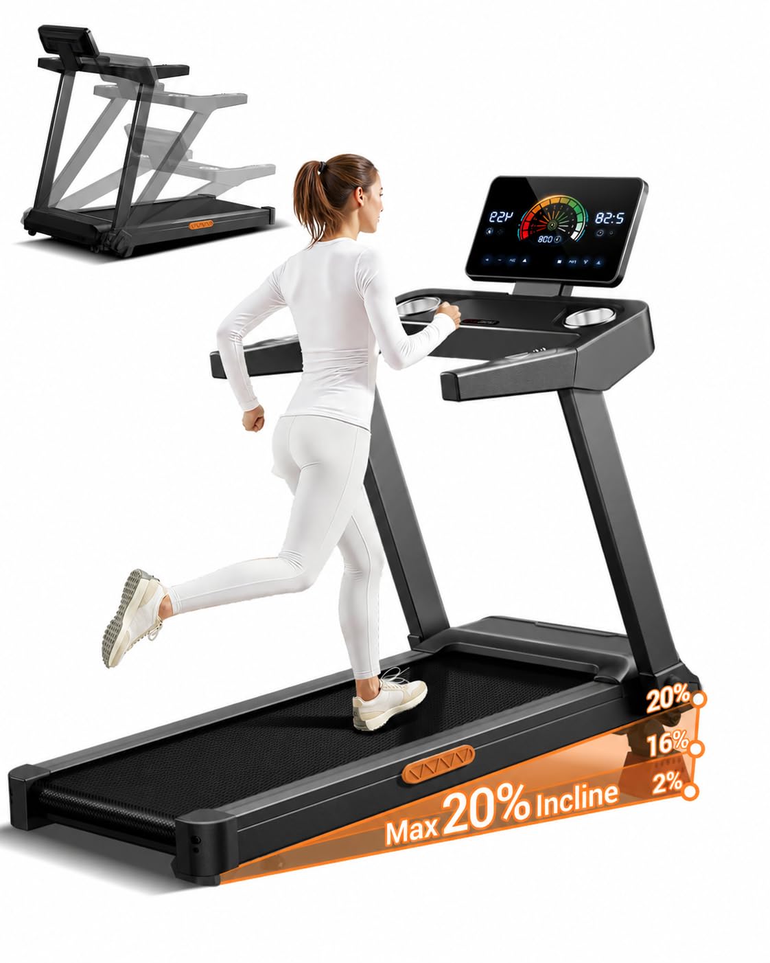 Amazon | 20%傾斜14KM/H 3.0HPのトレッドミル 折りたたみ式ランニング